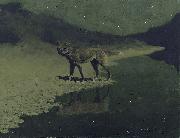 Frederic Remington Moonlight, Wolf USA oil painting artist